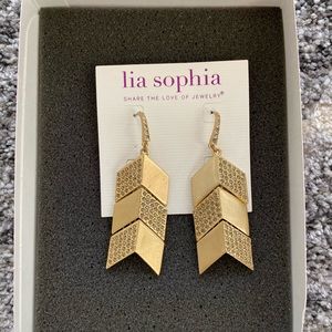 SOLD / lia sophia Gold + Crystal Arrow Earrings